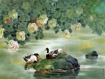  Pintura Arte - Pájaros de pintura de flores chinas.